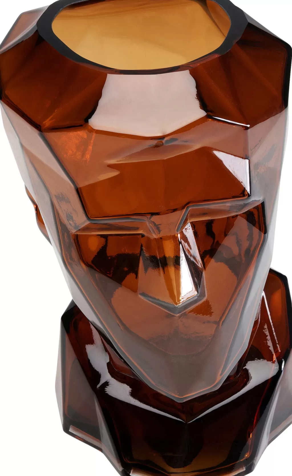 Vase design élégant pour salon - Collection Prisma Face par KARE Design, 30 cm - Nuance terre cuite moderne