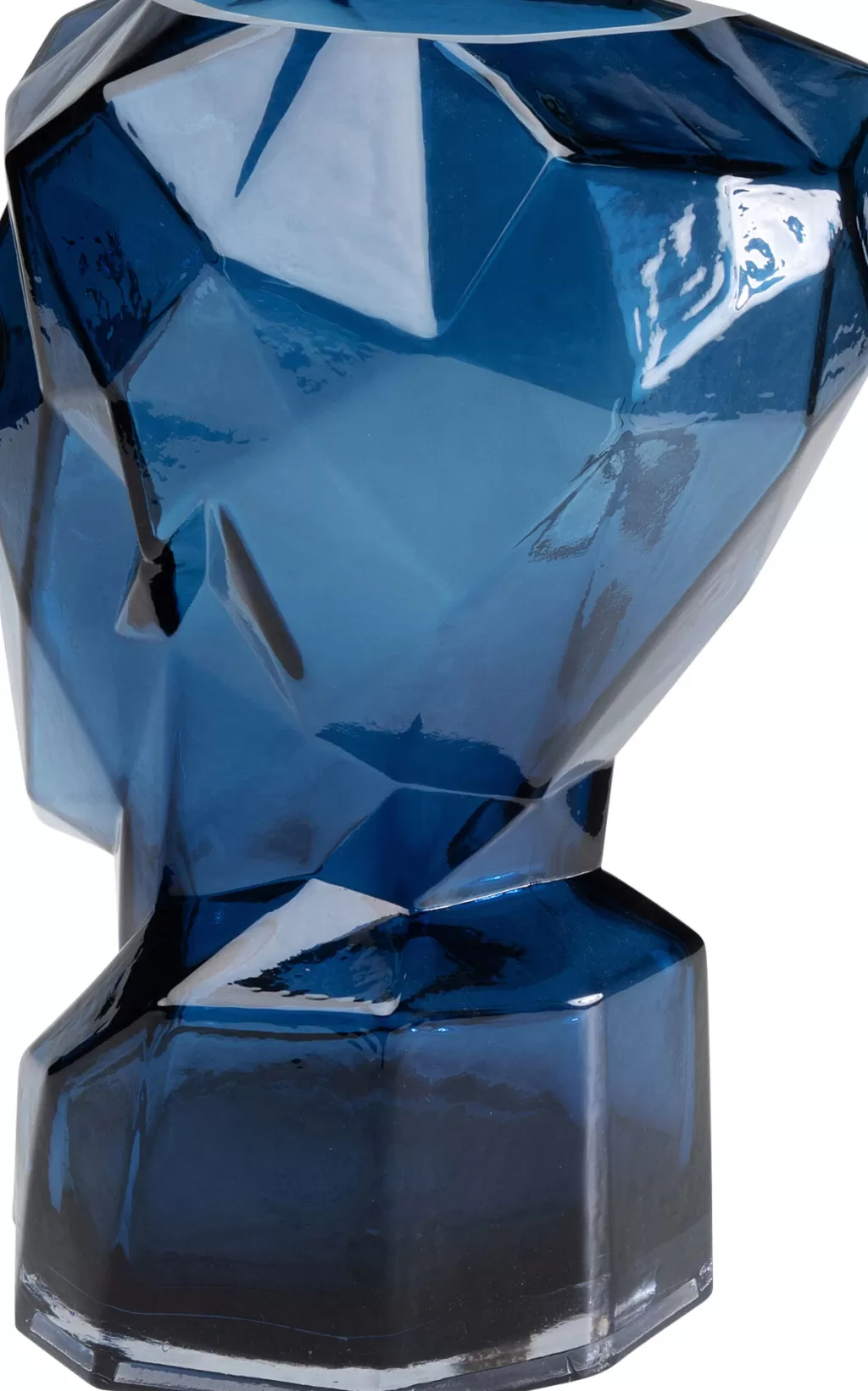 Vase design moderne Prisma Visage - Collection KARE Design | Bleu azur, 30 cm - Décor d'intérieur élégant pour salon