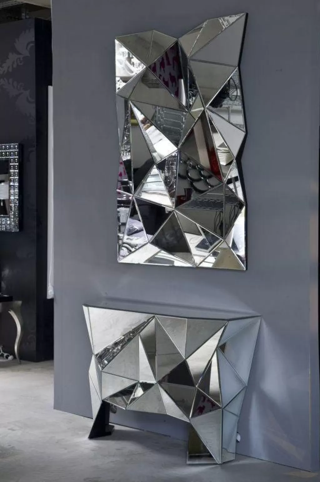 Miroir mural design Prismatique Kare - Format grand 120 x 80 cm - Élégante décoration contemporaine pour intérieur