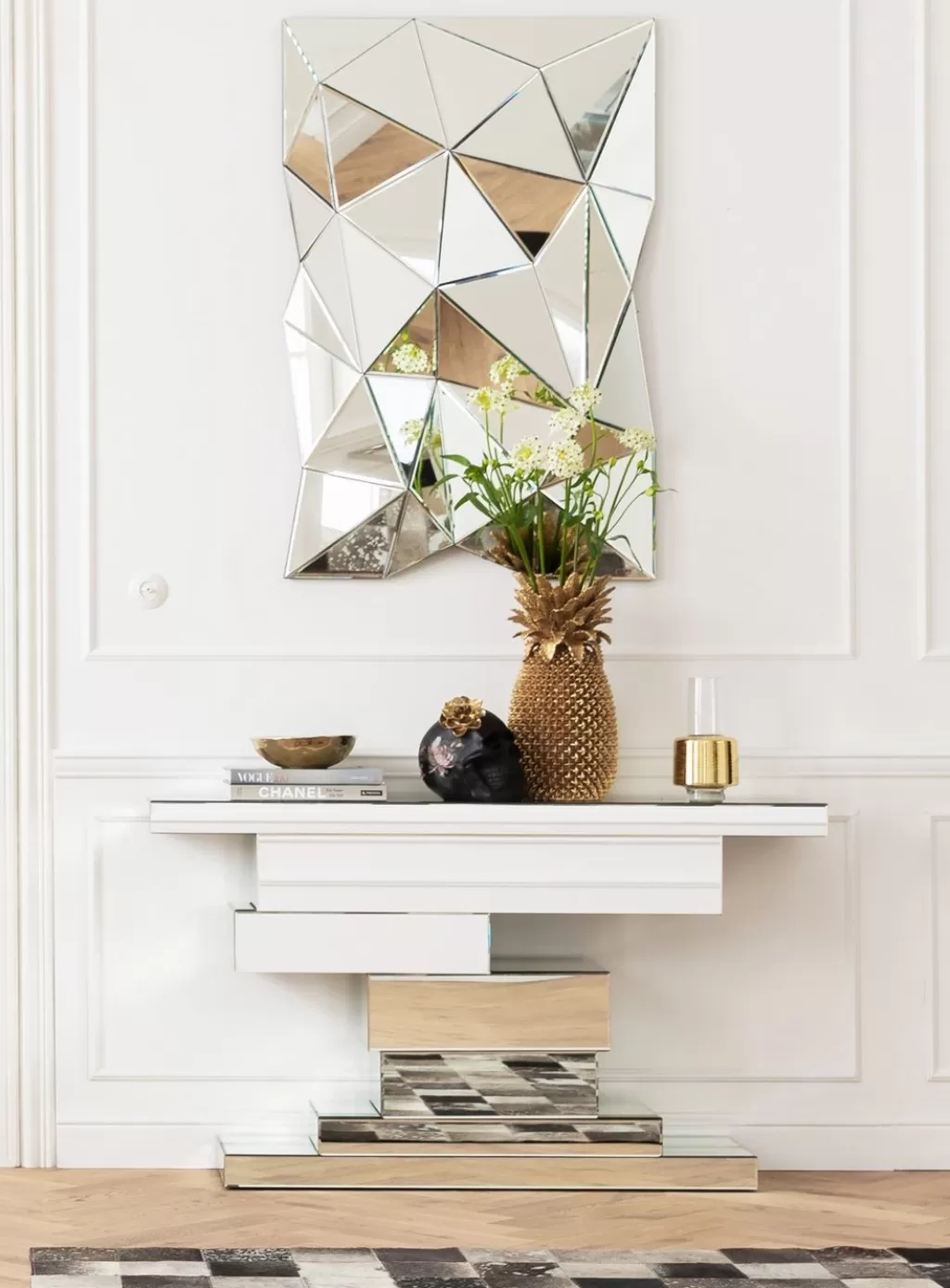 Miroir mural design Prismatique Kare - Format grand 120 x 80 cm - Élégante décoration contemporaine pour intérieur