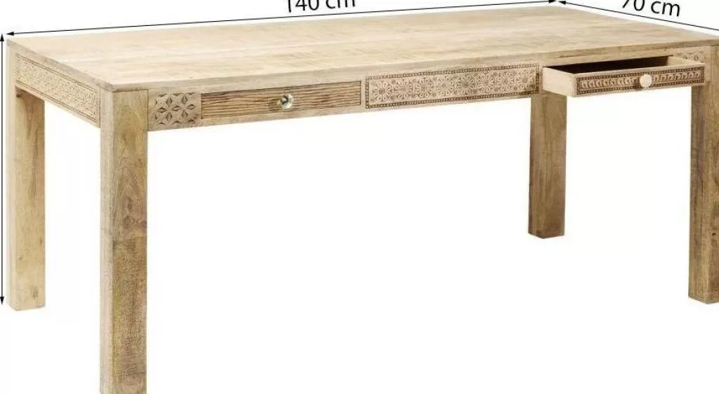 Table design moderne Puro Plain par KARE - Dimensions 70 x 140 cm en bois massif, style épuré pour intérieurs contemporains