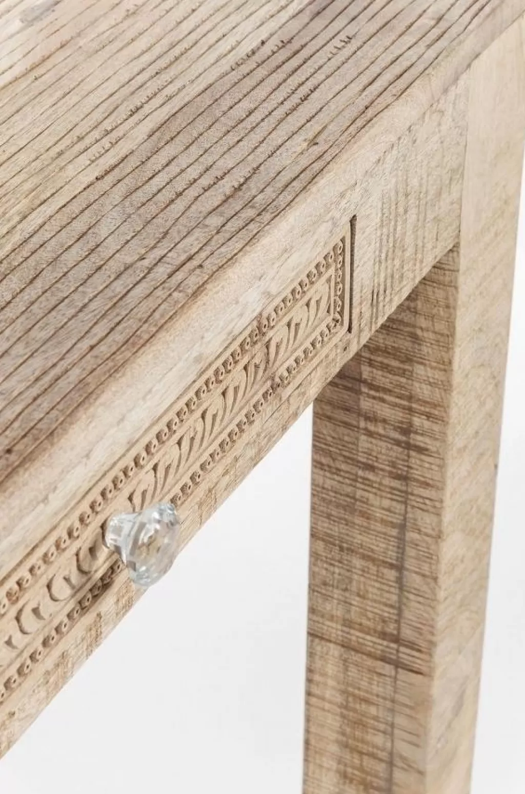 Table de salle à manger design scandinave Puro - 180 x 90 cm par KARE Design, plateau en mélaminé blanc texturé pour intérieur contemporain. Modèle épuré aux finitions soignées, idéal pour 6 à 8 convives.