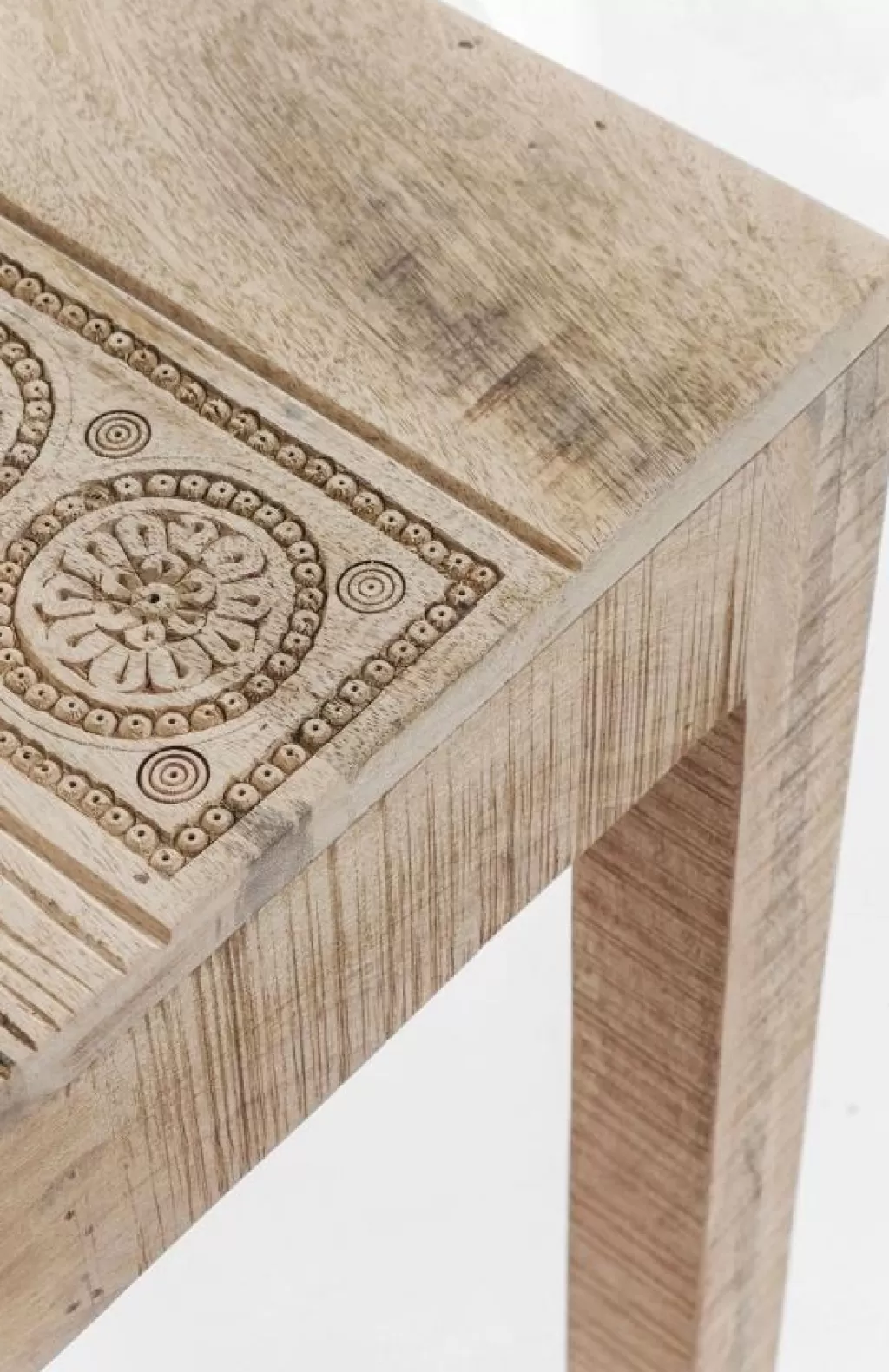 Table de salle à manger design scandinave Puro - 180 x 90 cm par KARE Design, plateau en mélaminé blanc texturé pour intérieur contemporain. Modèle épuré aux finitions soignées, idéal pour 6 à 8 convives.