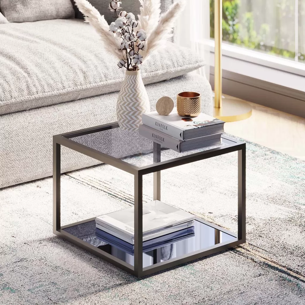 Table d’appoint design Quadro par KARE - Noir, dimensions compactes 50x50 cm