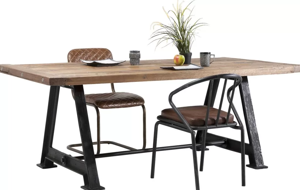 Design KARE - Table basse industrielle Railway, style vintage avec plateau XXL (210 x 100 cm) - Pièce unique pour déco d'intérieur originale