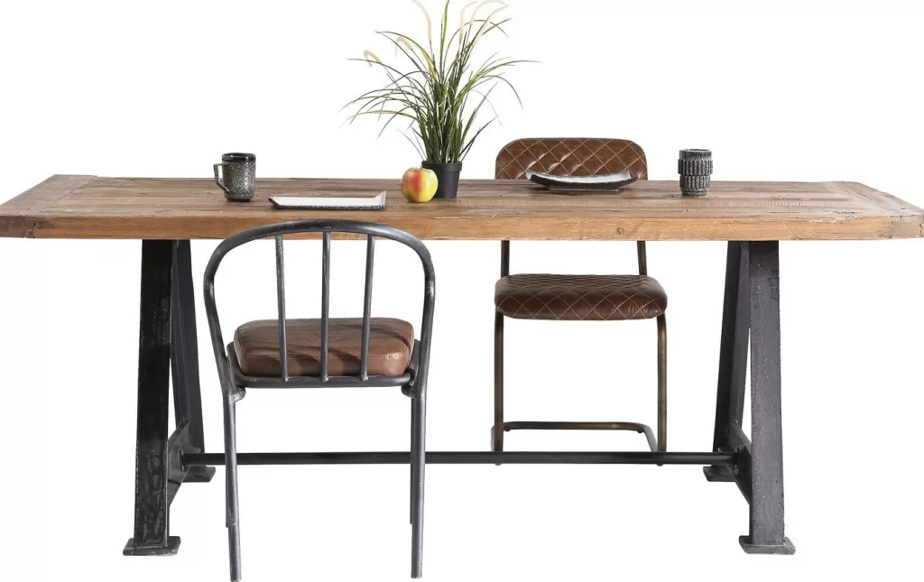 Design KARE - Table basse industrielle Railway, style vintage avec plateau XXL (210 x 100 cm) - Pièce unique pour déco d'intérieur originale