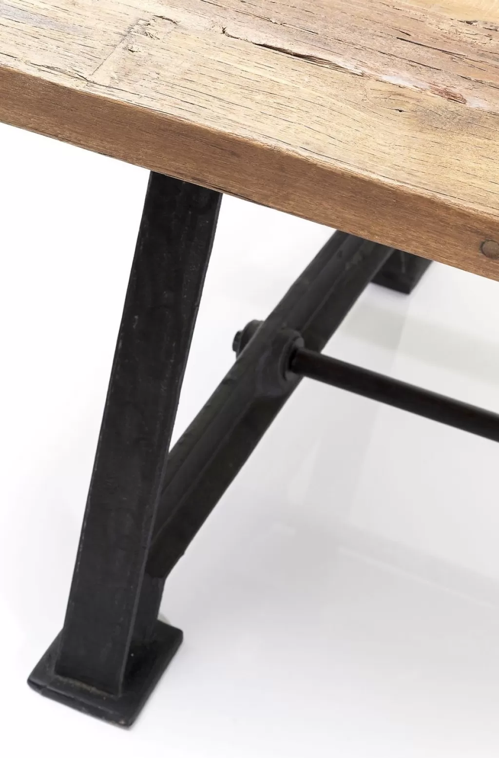 Design KARE - Table basse industrielle Railway, style vintage avec plateau XXL (210 x 100 cm) - Pièce unique pour déco d'intérieur originale