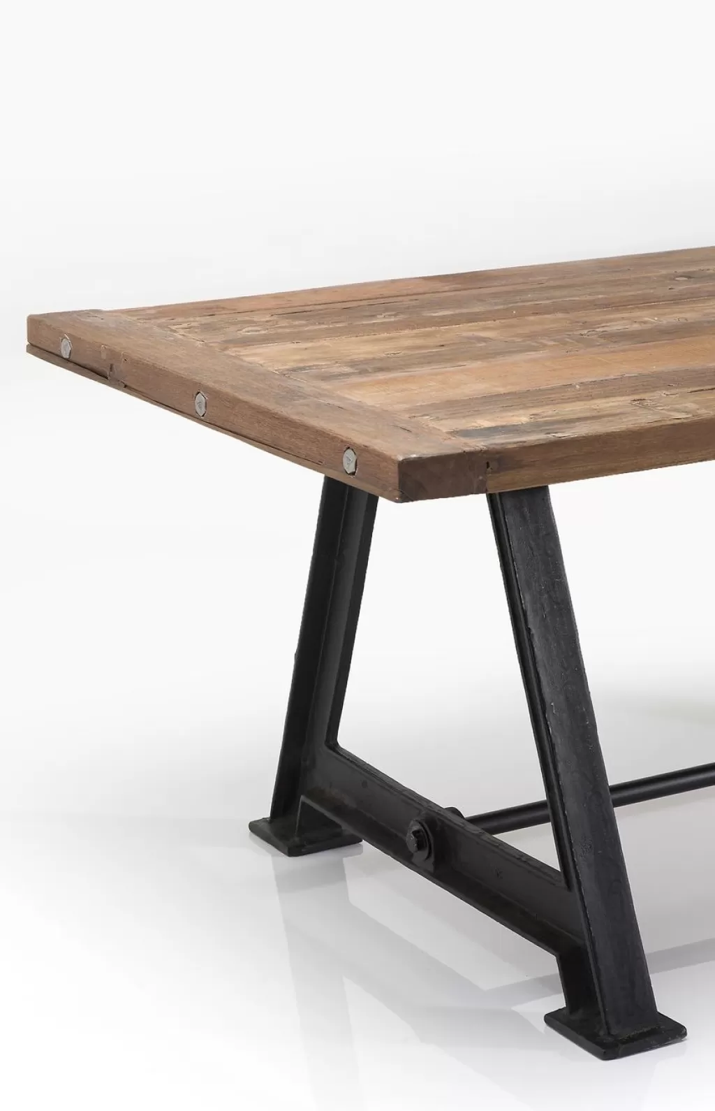 Design KARE - Table basse industrielle Railway, style vintage avec plateau XXL (210 x 100 cm) - Pièce unique pour déco d'intérieur originale