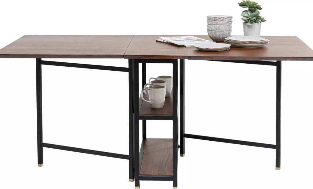 Table extensible Ravello par KARE Design - Longueur ajustable 70+70 cm × 80 cm de largeur 

Ce modèle élégant s'adapte à vos besoins avec ses deux rallonges intégrées pour recevoir jusqu'à 6 convives. Design épuré et fonctionnalité optimale pour votre salle à manger.