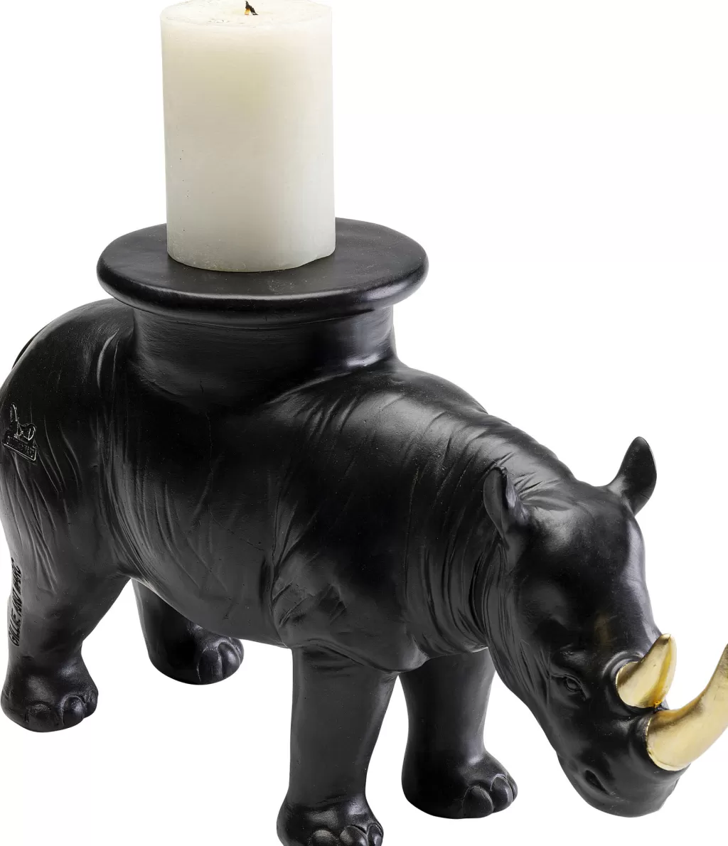 Sculpture contemporaine Rhinocéros en résine noire - Design élégant KARE - 41 cm de haut