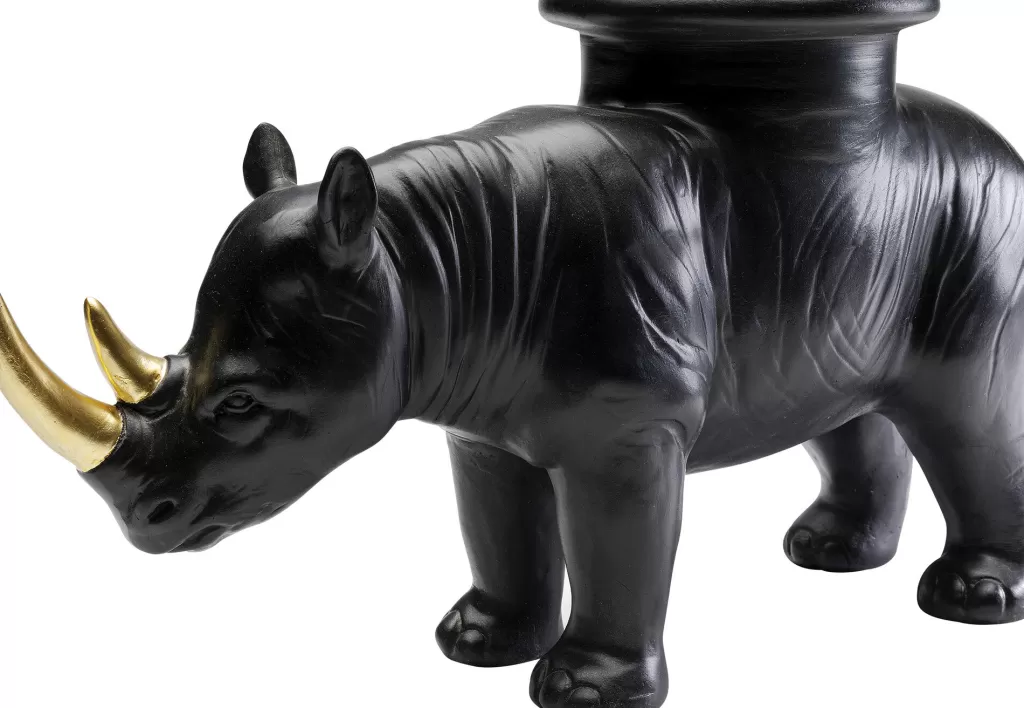 Sculpture contemporaine Rhinocéros en résine noire - Design élégant KARE - 41 cm de haut