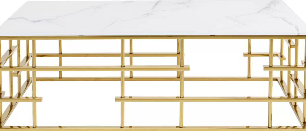 Table Basse Rome Doré par KARE Design - Plateau 130x70 cm pour Salon Élégant