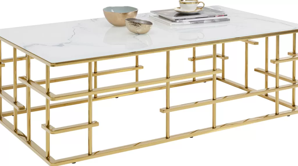 Table Basse Rome Doré par KARE Design - Plateau 130x70 cm pour Salon Élégant