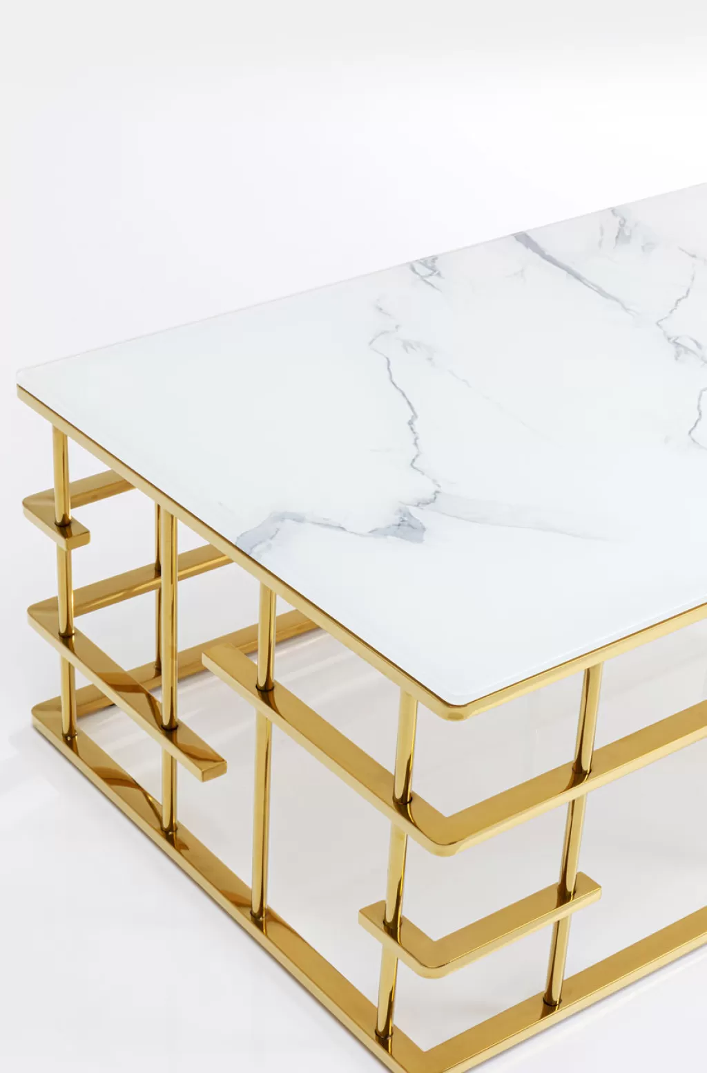 Table Basse Rome Doré par KARE Design - Plateau 130x70 cm pour Salon Élégant