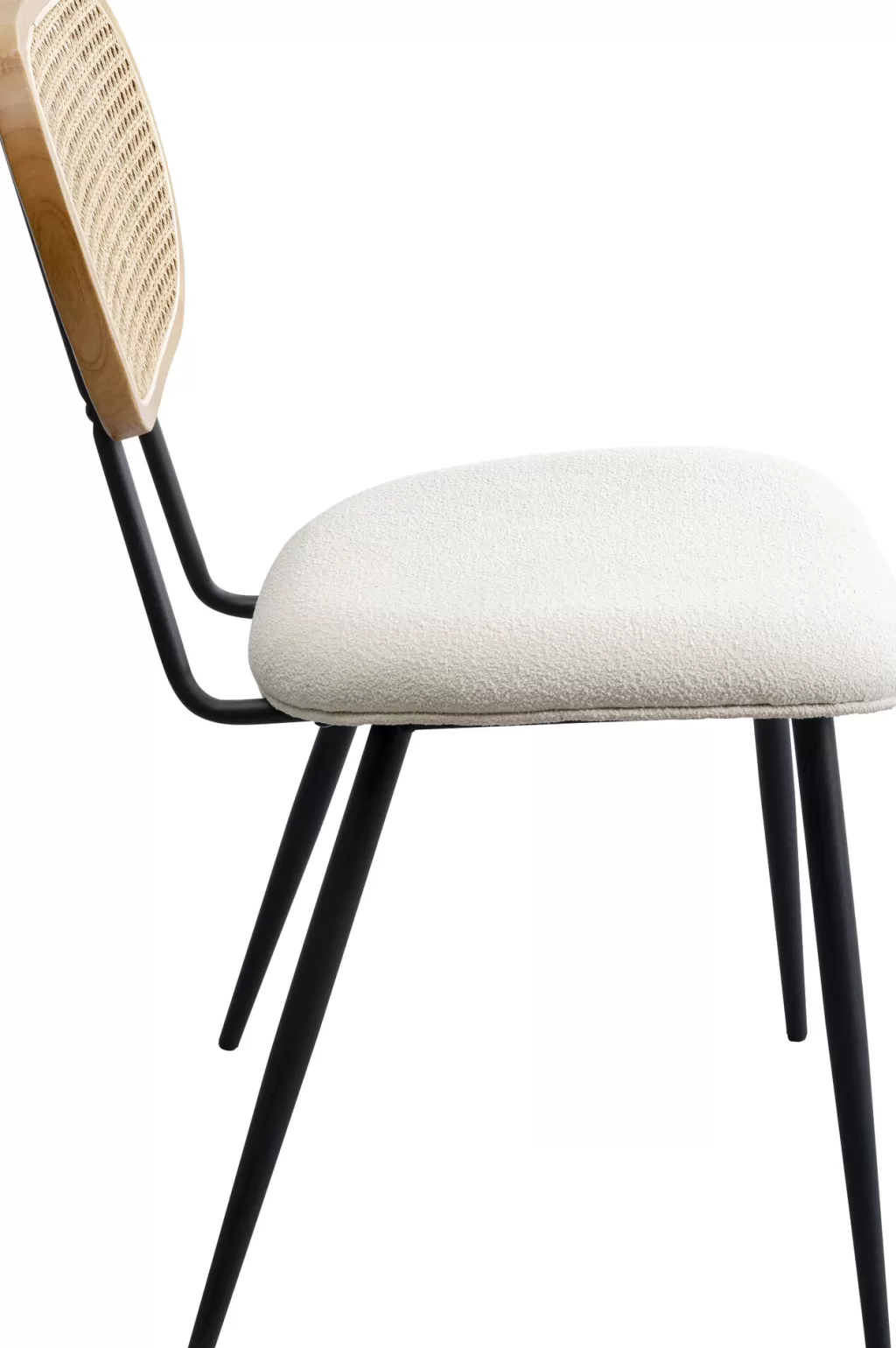 Chaise Design Scandinave Rosali par KARE - Assise Confortable en Tissu Résistant, Teinte Crème