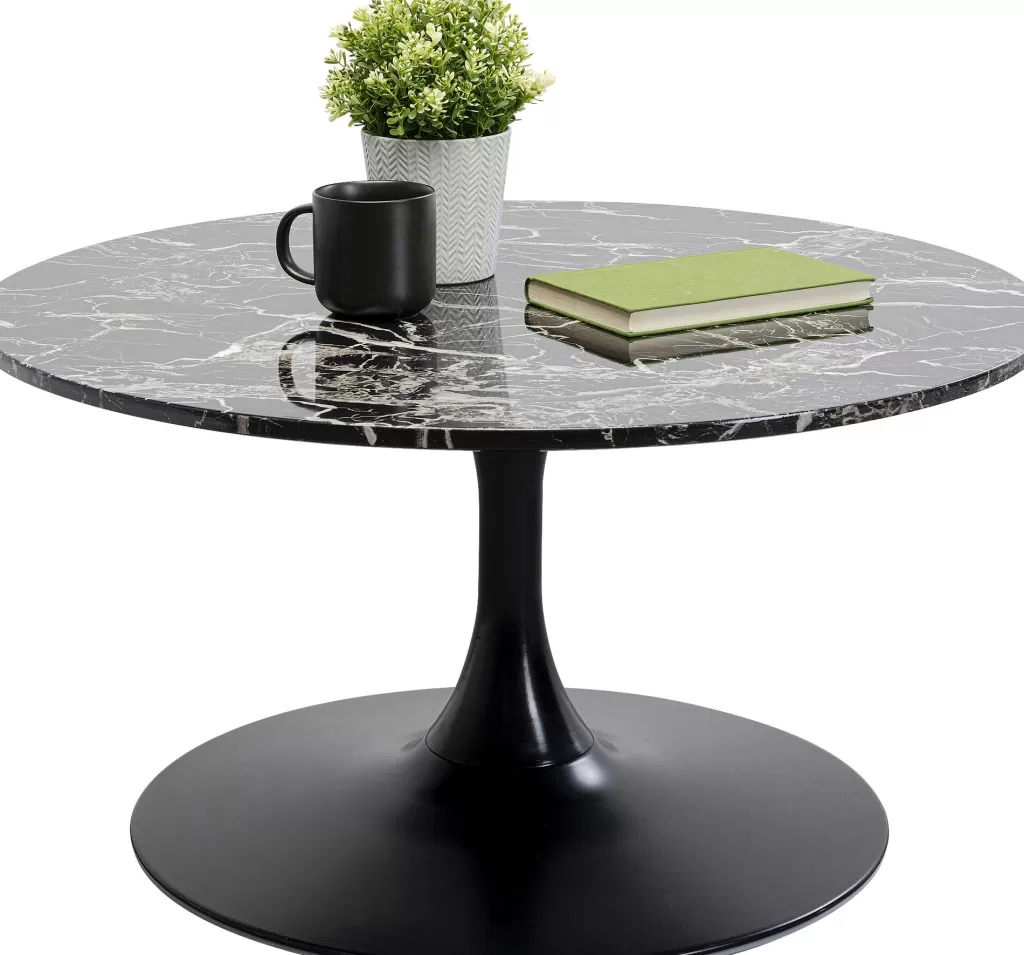 Table Basse Design en Marbre Noir Schickeria - Diamètre 80 cm - Élégance Minimaliste par KARE