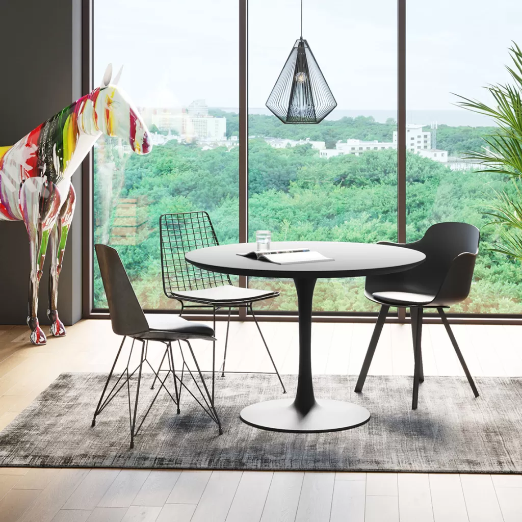 Table Ronde Élégante KARE Design - Modèle Schickeria Noir Ø110cm - Design Contemporain pour Salon