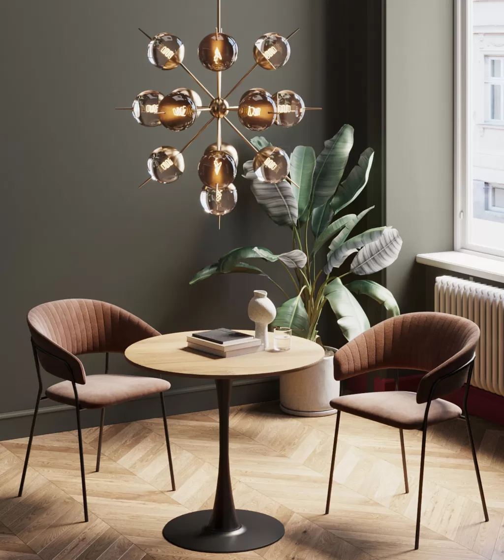 KARE Design - Table Ronde Schickeria en Chêne Noir, Diamètre 80 cm - Style Moderne pour Salle à Manger Élégante