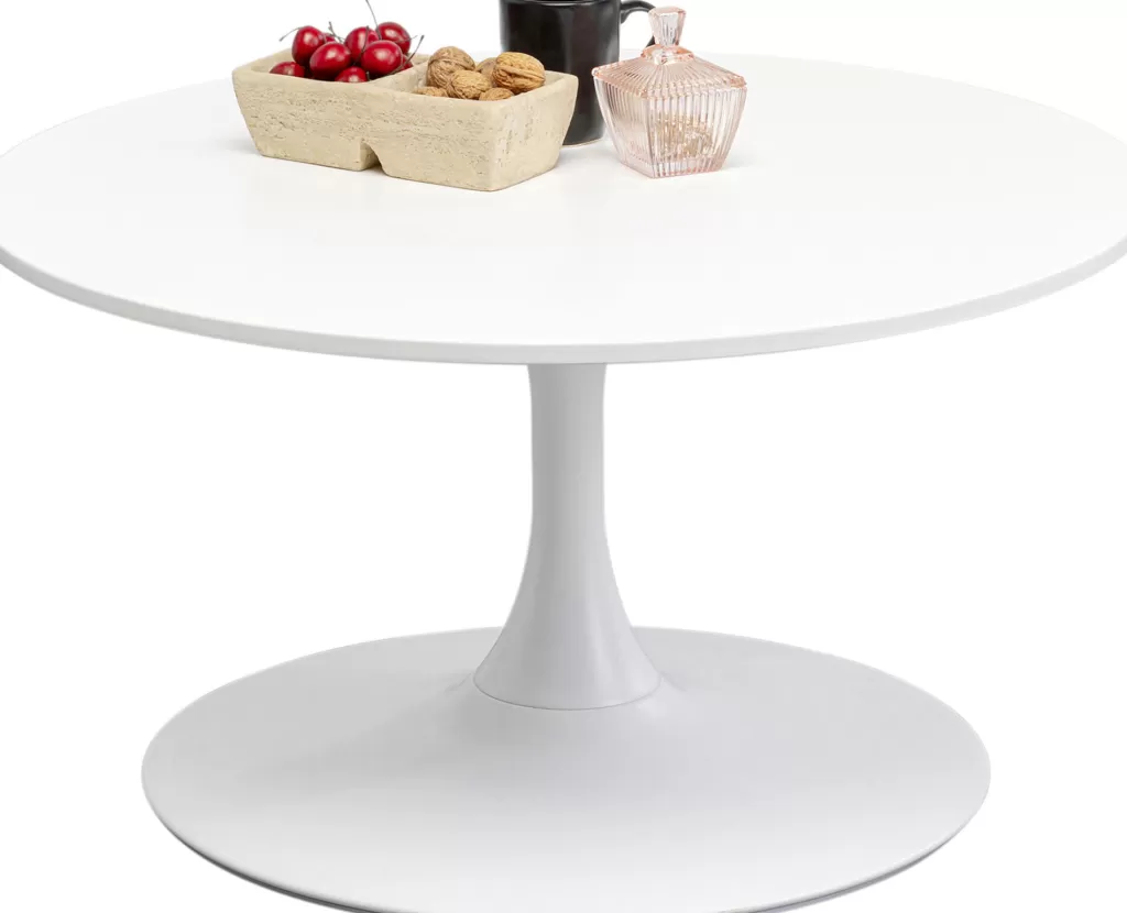 Table basse design élégante pour salon contemporain - Blanc pur, diamètre 80 cm - Collection Schickeria par KARE Design