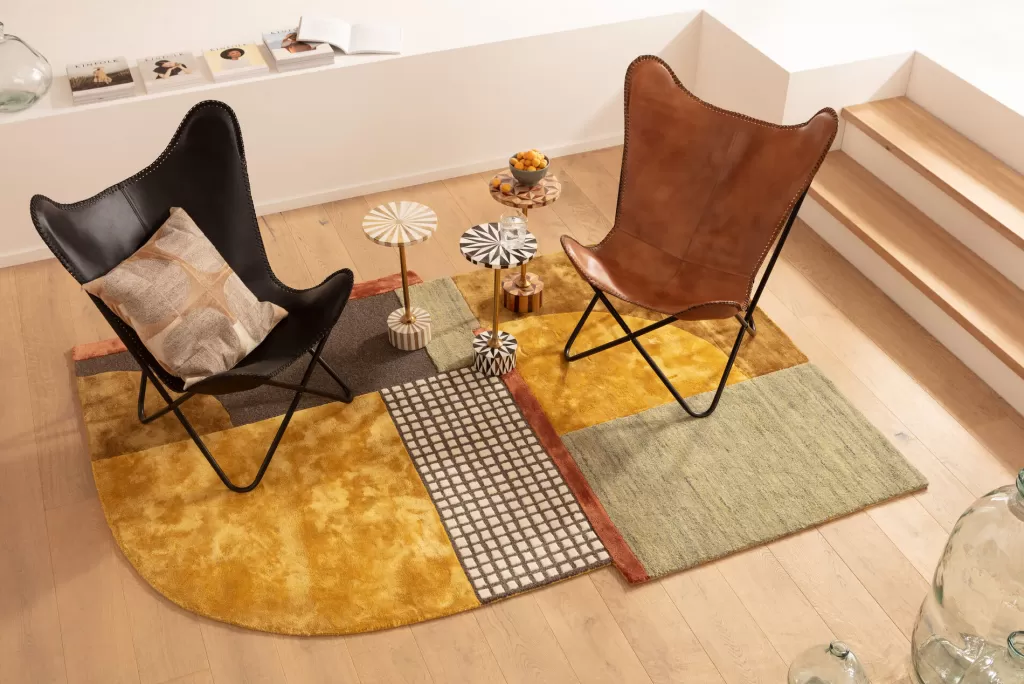 Tapis design années 70 en laine épaisse - Collection rétro KARE - Format généreux 240x170cm - Décoration contemporaine pour intérieurs branchés