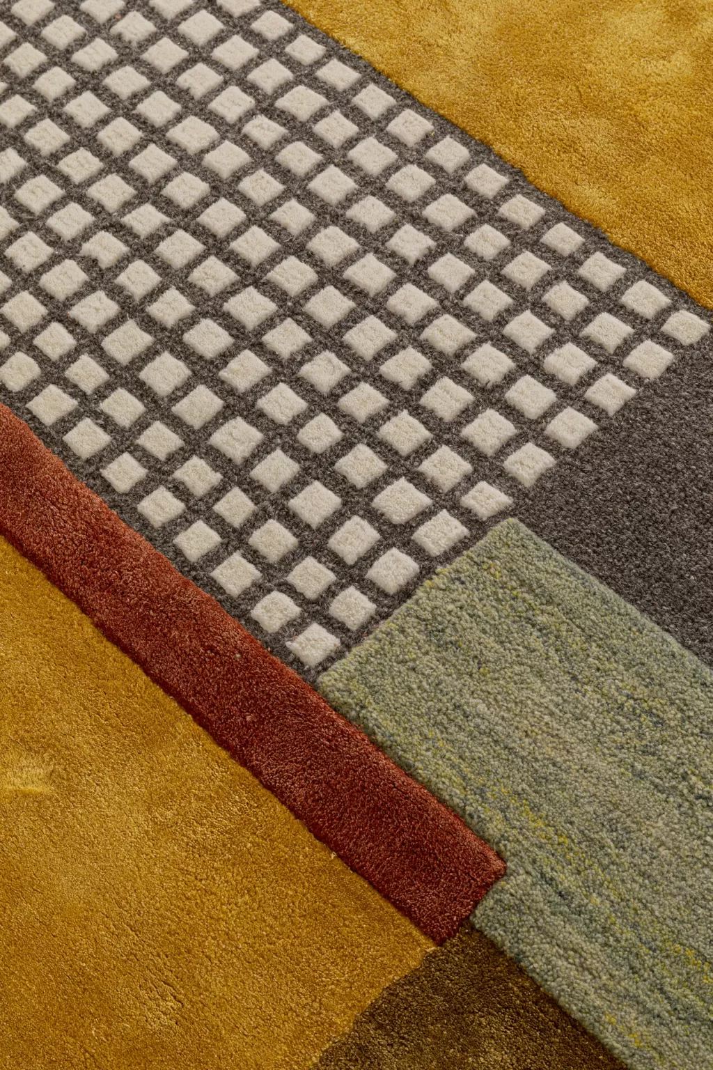 Tapis design années 70 en laine épaisse - Collection rétro KARE - Format généreux 240x170cm - Décoration contemporaine pour intérieurs branchés