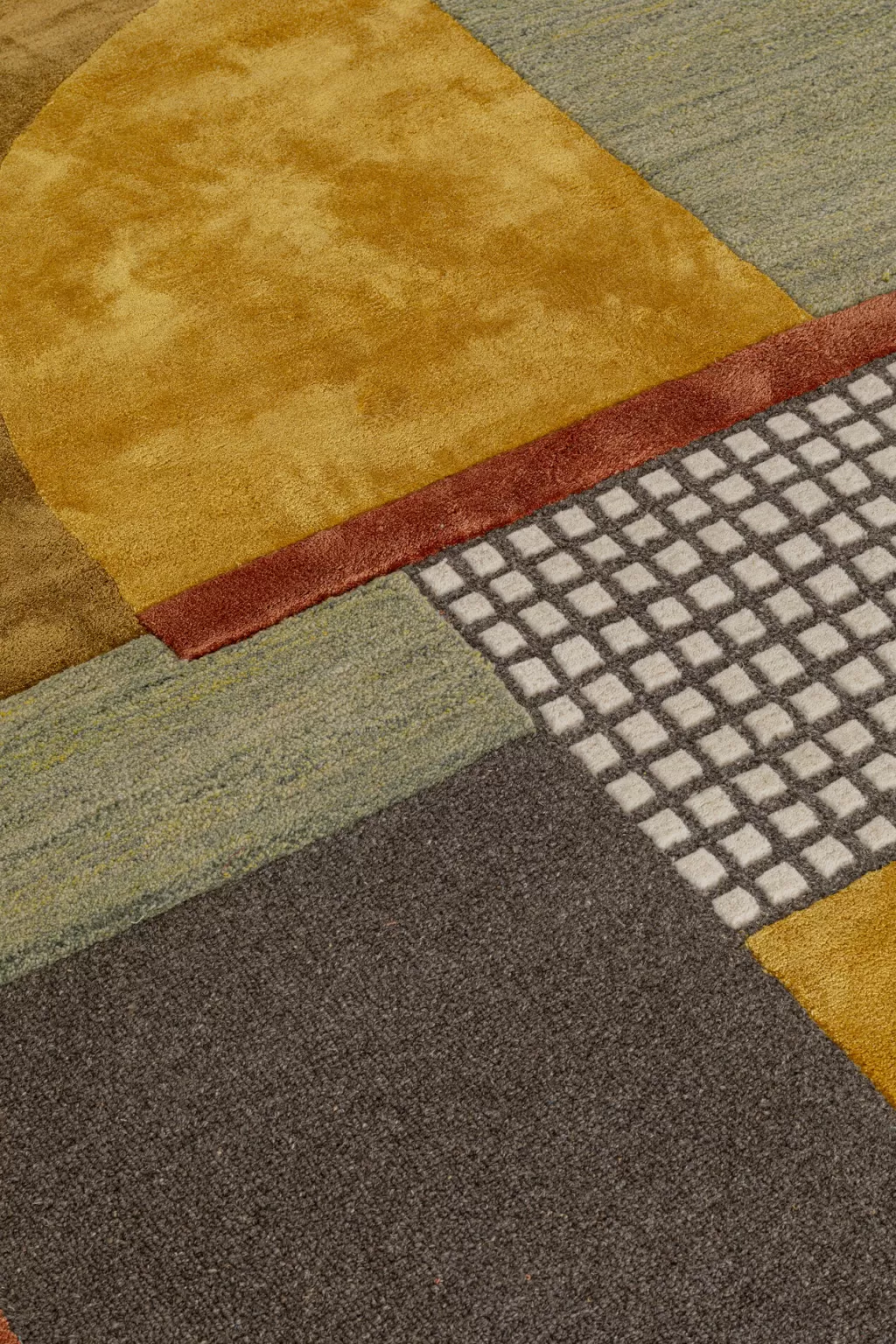 Tapis design années 70 en laine épaisse - Collection rétro KARE - Format généreux 240x170cm - Décoration contemporaine pour intérieurs branchés