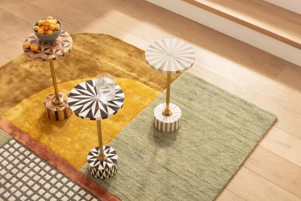 Tapis design années 70 en laine épaisse - Collection rétro KARE - Format généreux 240x170cm - Décoration contemporaine pour intérieurs branchés