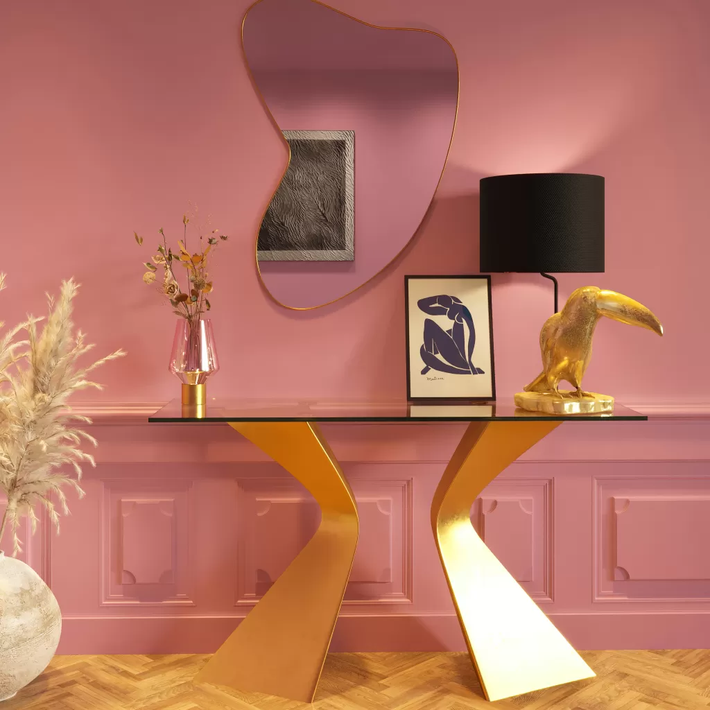 Miroir Mural Design Shape par KARE - Finition Laiton Vieilli 120x110 cm, Reflet Élégant pour Déco Contemporaine
