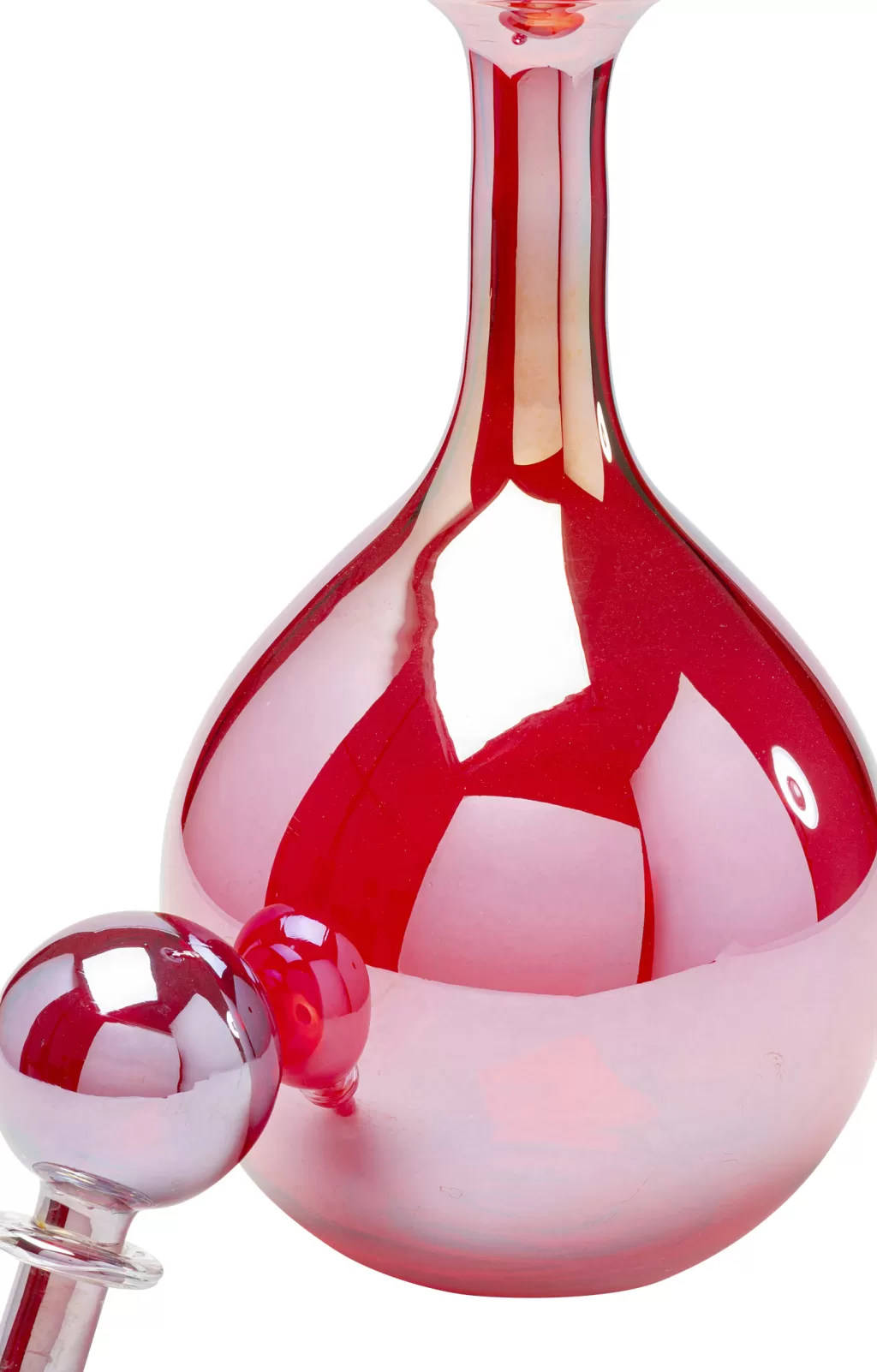 Élégante bouteille décorative Sherezade de KARE Design - Rouge vif, 47 cm de hauteur (Set de 2 pièces avec socle assorti)