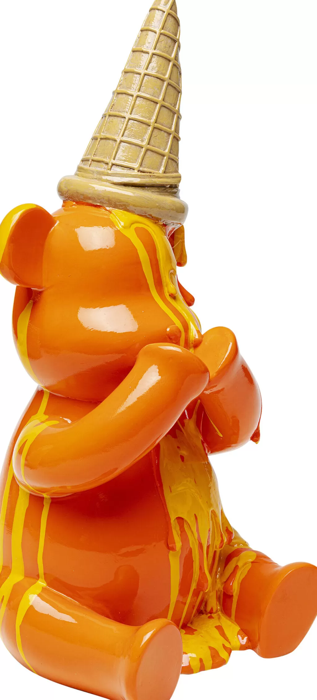 Nounours Gelato Assis en Peluche Orange - Déco Design Originale KARE 37 cm - Idée Cadeau Créative pour Intérieur Élégant
