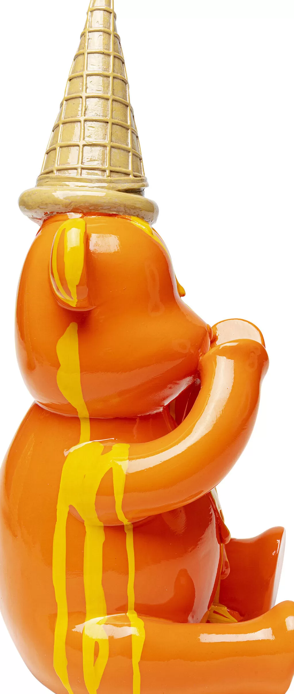 Nounours Gelato Assis en Peluche Orange - Déco Design Originale KARE 37 cm - Idée Cadeau Créative pour Intérieur Élégant