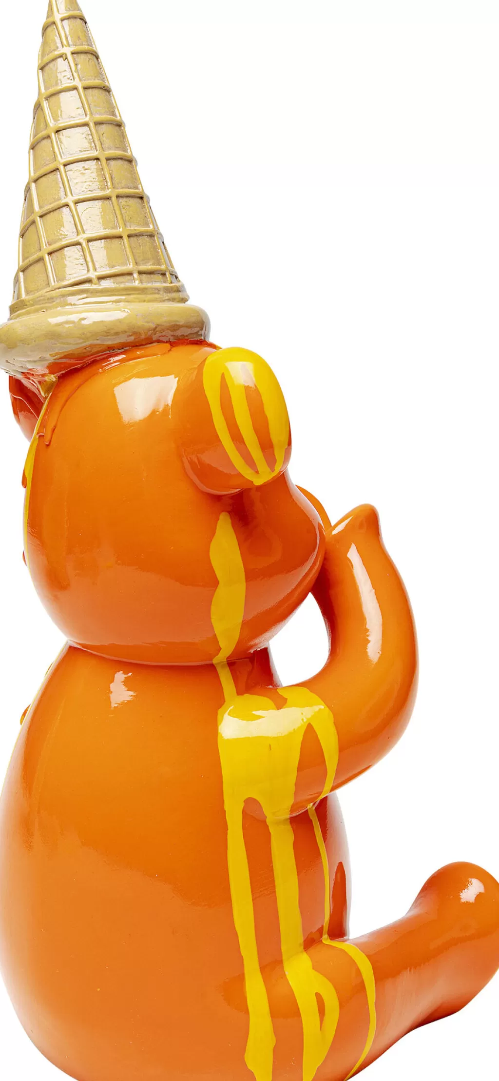 Nounours Gelato Assis en Peluche Orange - Déco Design Originale KARE 37 cm - Idée Cadeau Créative pour Intérieur Élégant