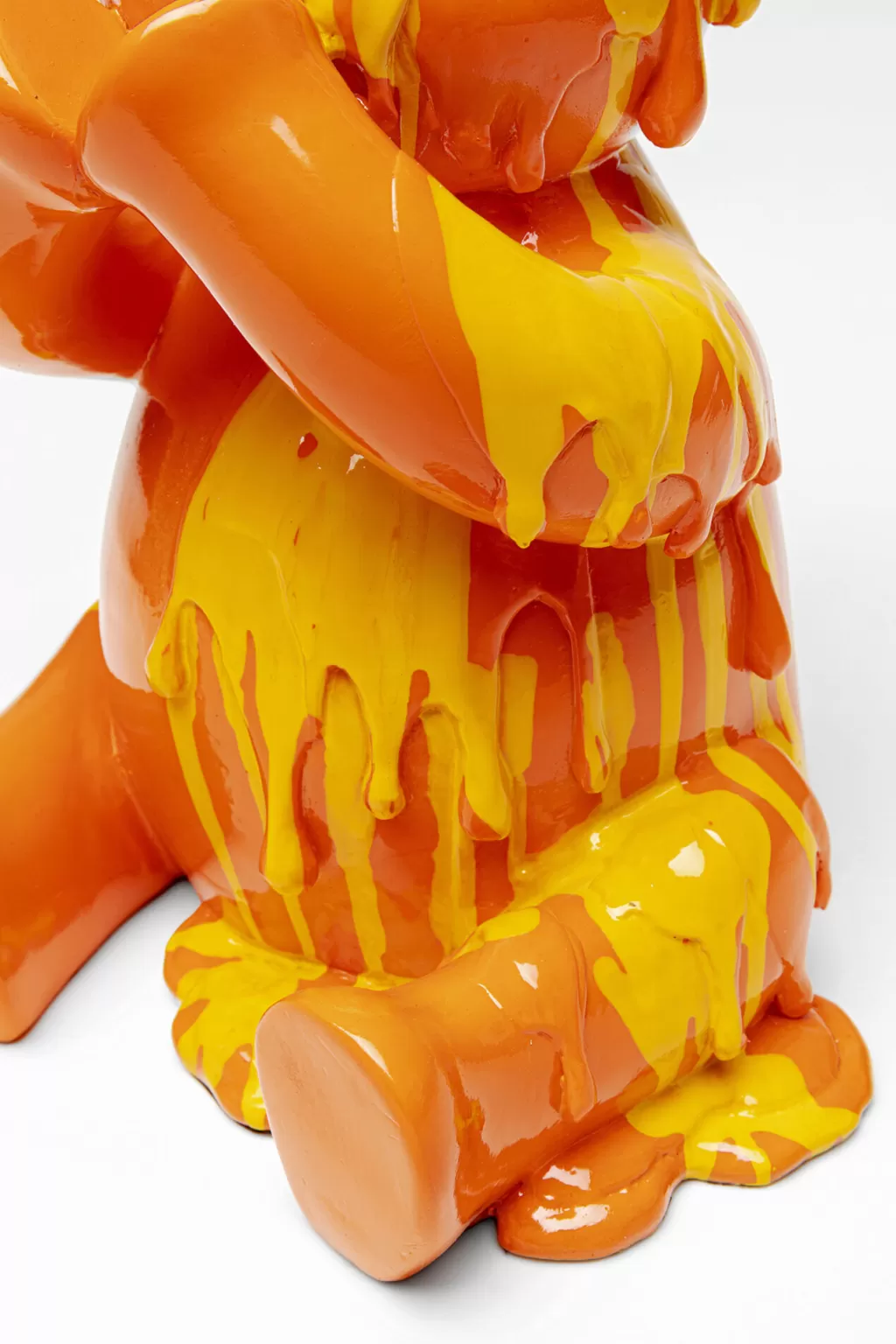 Nounours Gelato Assis en Peluche Orange - Déco Design Originale KARE 37 cm - Idée Cadeau Créative pour Intérieur Élégant
