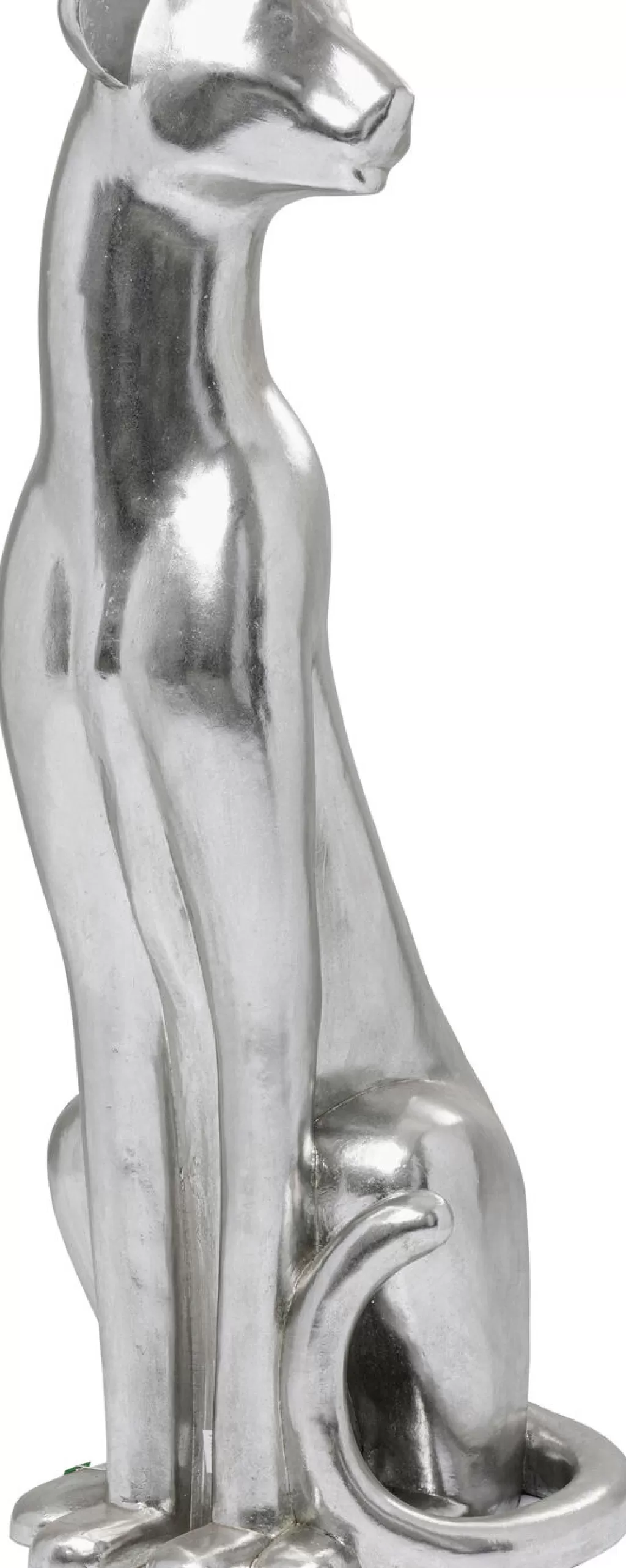 Élégante Statue de Léopard Assis par KARE Design - Décoration Contemporaine en Finition Argenté, 150 cm pour Intérieur Épuré