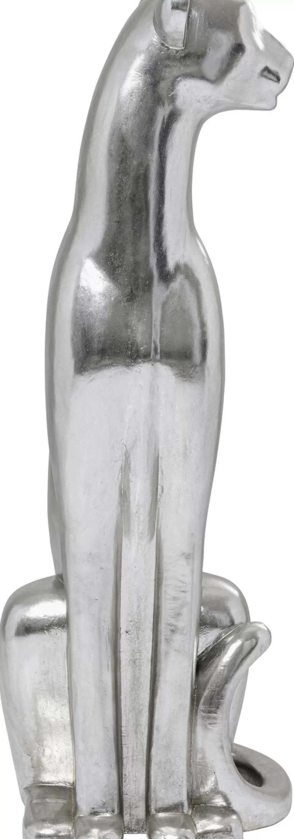 Élégante Statue de Léopard Assis par KARE Design - Décoration Contemporaine en Finition Argenté, 150 cm pour Intérieur Épuré