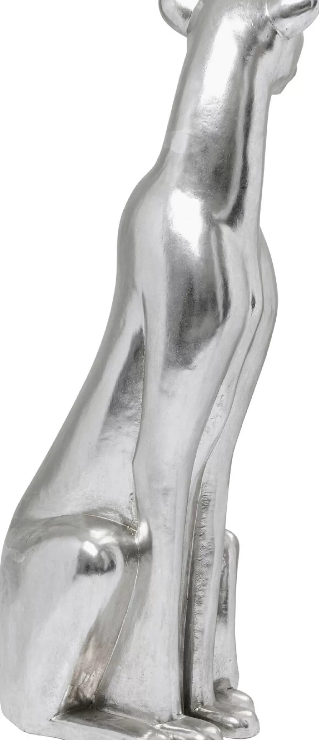 Élégante Statue de Léopard Assis par KARE Design - Décoration Contemporaine en Finition Argenté, 150 cm pour Intérieur Épuré