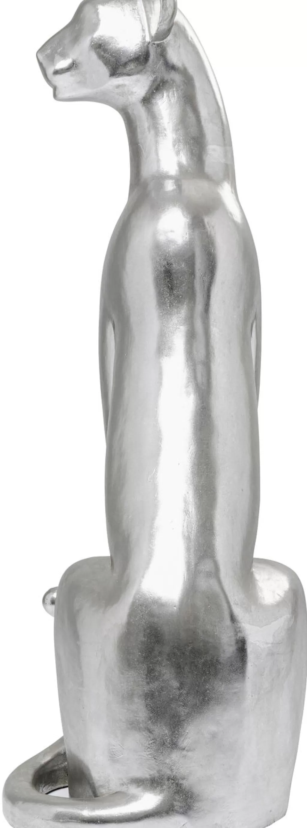 Élégante Statue de Léopard Assis par KARE Design - Décoration Contemporaine en Finition Argenté, 150 cm pour Intérieur Épuré