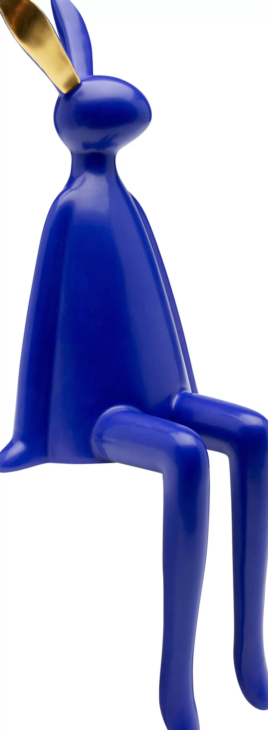 KARE Design - Lapin Assis Décoratif en Céramique Bleu, 35 cm - Figurine Mignonne pour Salon ou Chambre