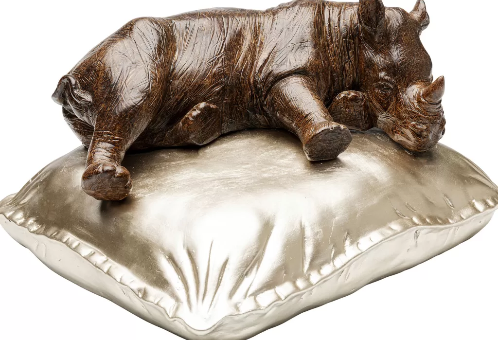 Kare Design - Sculpture Élégante Rhinocéros Endormi « Sarvikuono » - Décor d'Intérieur Moderne 37 cm