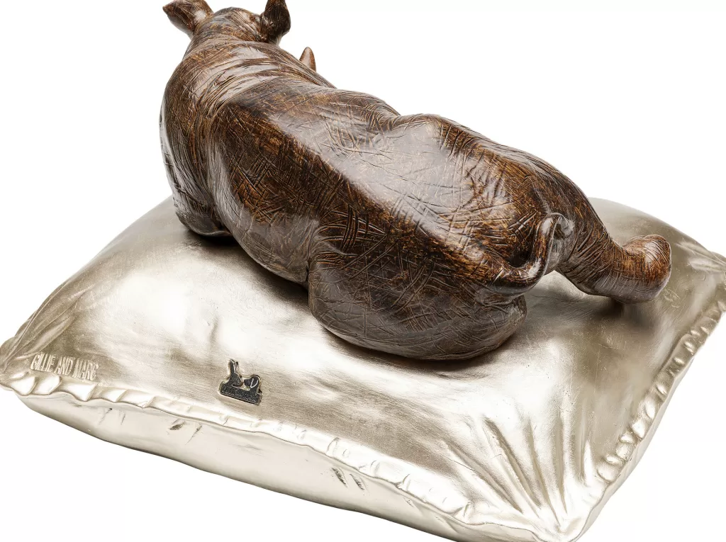 Kare Design - Sculpture Élégante Rhinocéros Endormi « Sarvikuono » - Décor d'Intérieur Moderne 37 cm