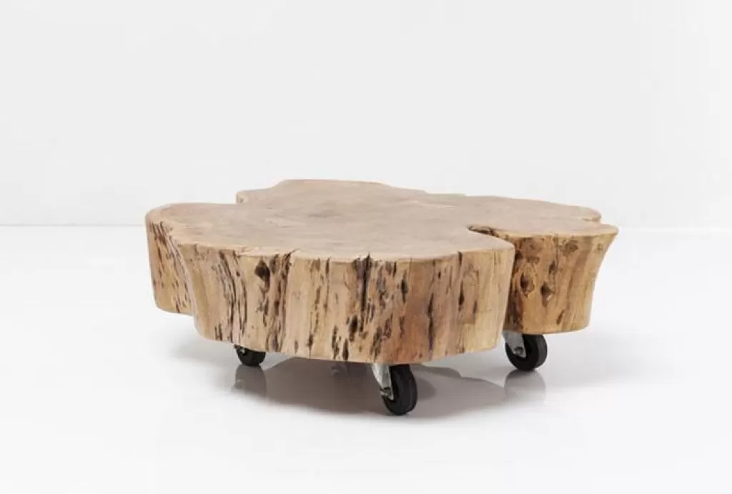 Table basse design contemporain Ø50-60 cm - KARE Design de la collection Snag en métal brossé