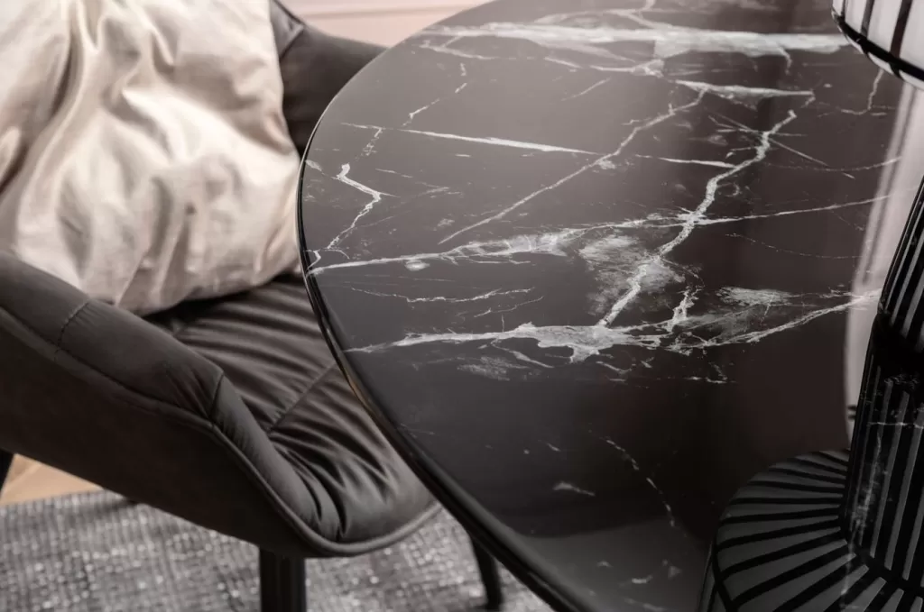 Table Ronde en Marbre Noir Élégante - Design Contemporain KARE, Diamètre 110 cm