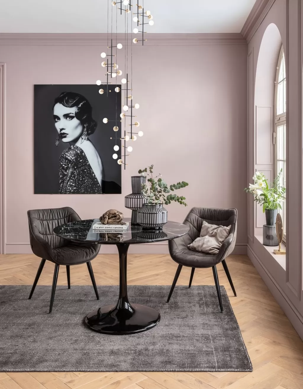 Table Ronde en Marbre Noir Élégante - Design Contemporain KARE, Diamètre 110 cm