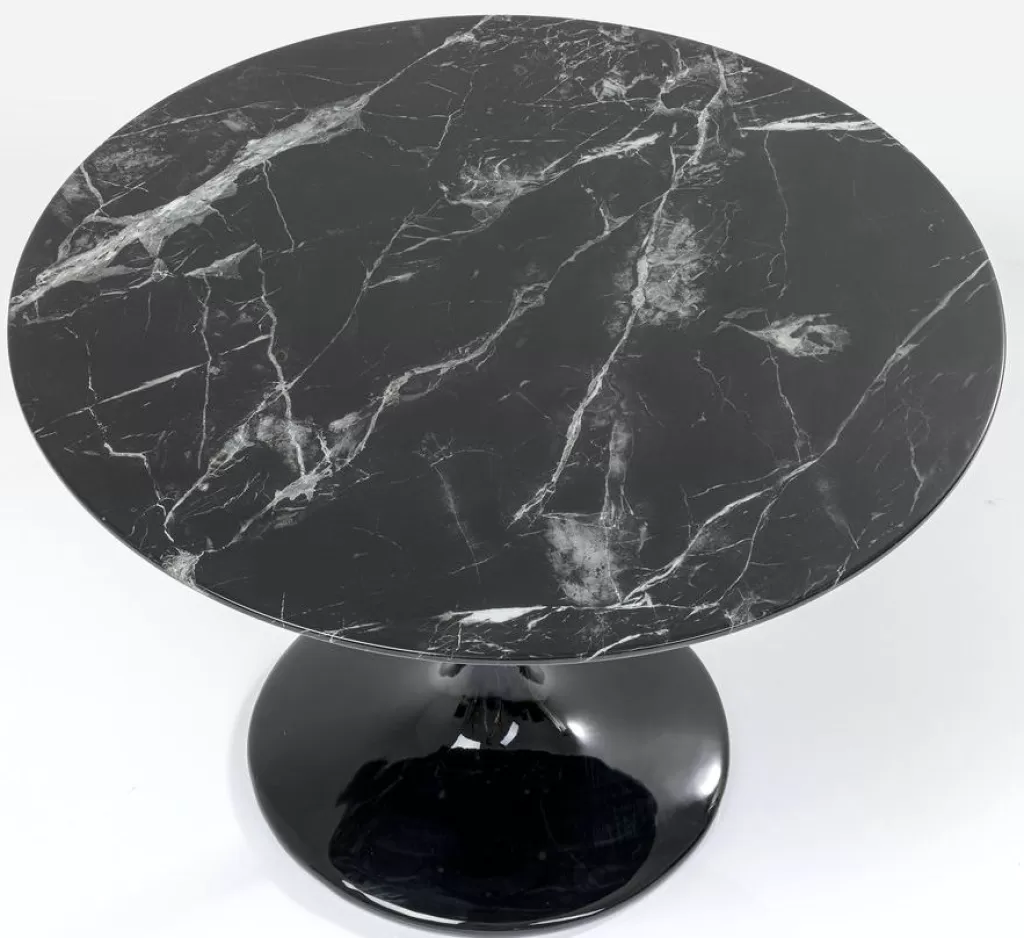 Table Ronde en Marbre Noir Élégante - Design Contemporain KARE, Diamètre 110 cm