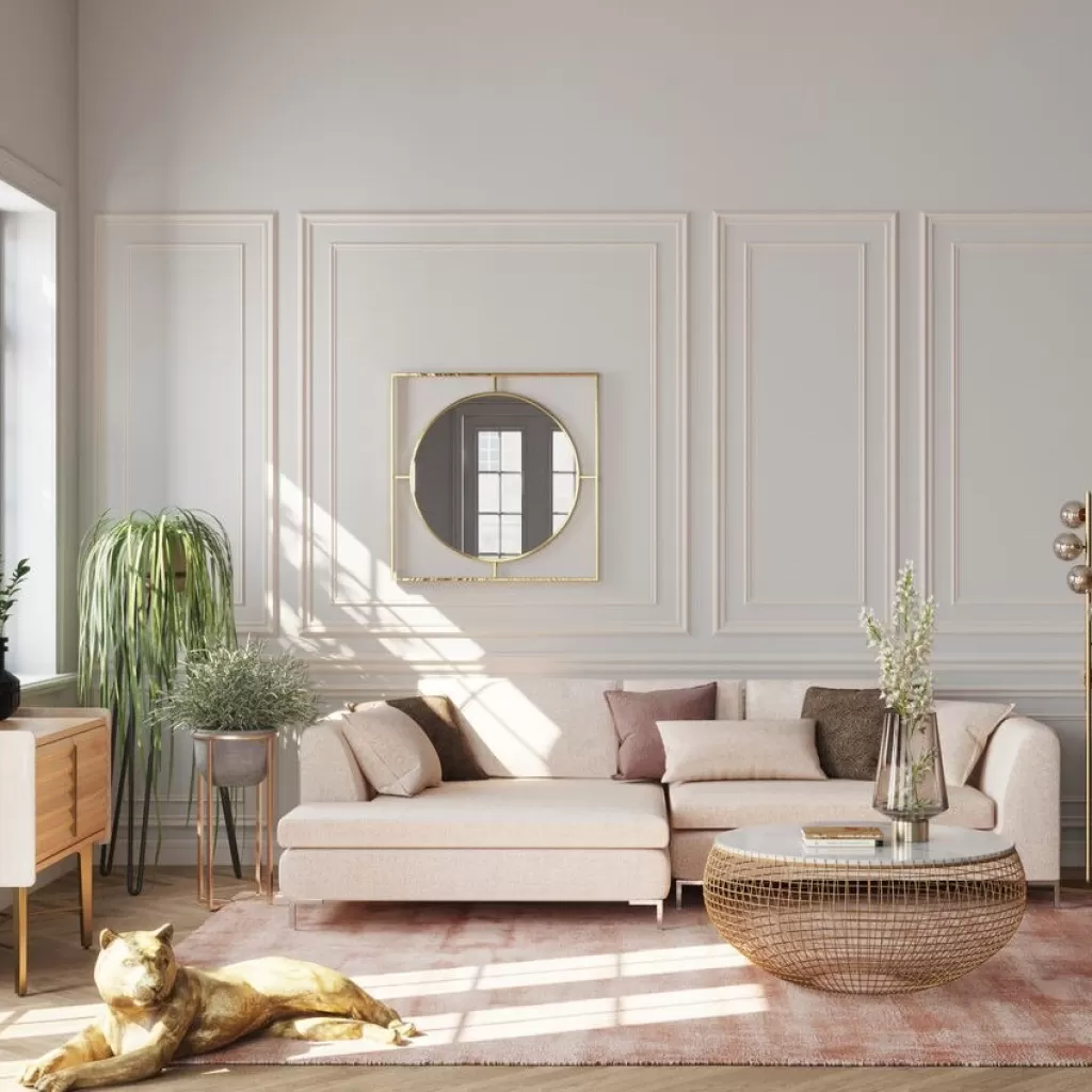 Cadre Mural Élégant Stanford en Doré par KARE Design - Miroir Circulaire Ø90 cm