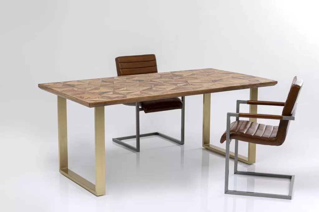 Table à manger étoilée KARE Design - Plateau en laiton dimension 180 x 90 cm - Pièce contemporaine pour intérieur raffiné