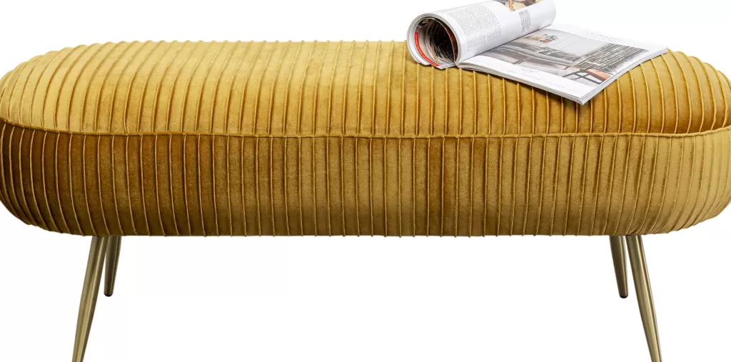 Canapé d'appoint design Suri - Banc moderne jaune moutarde 1m20 par KARE
