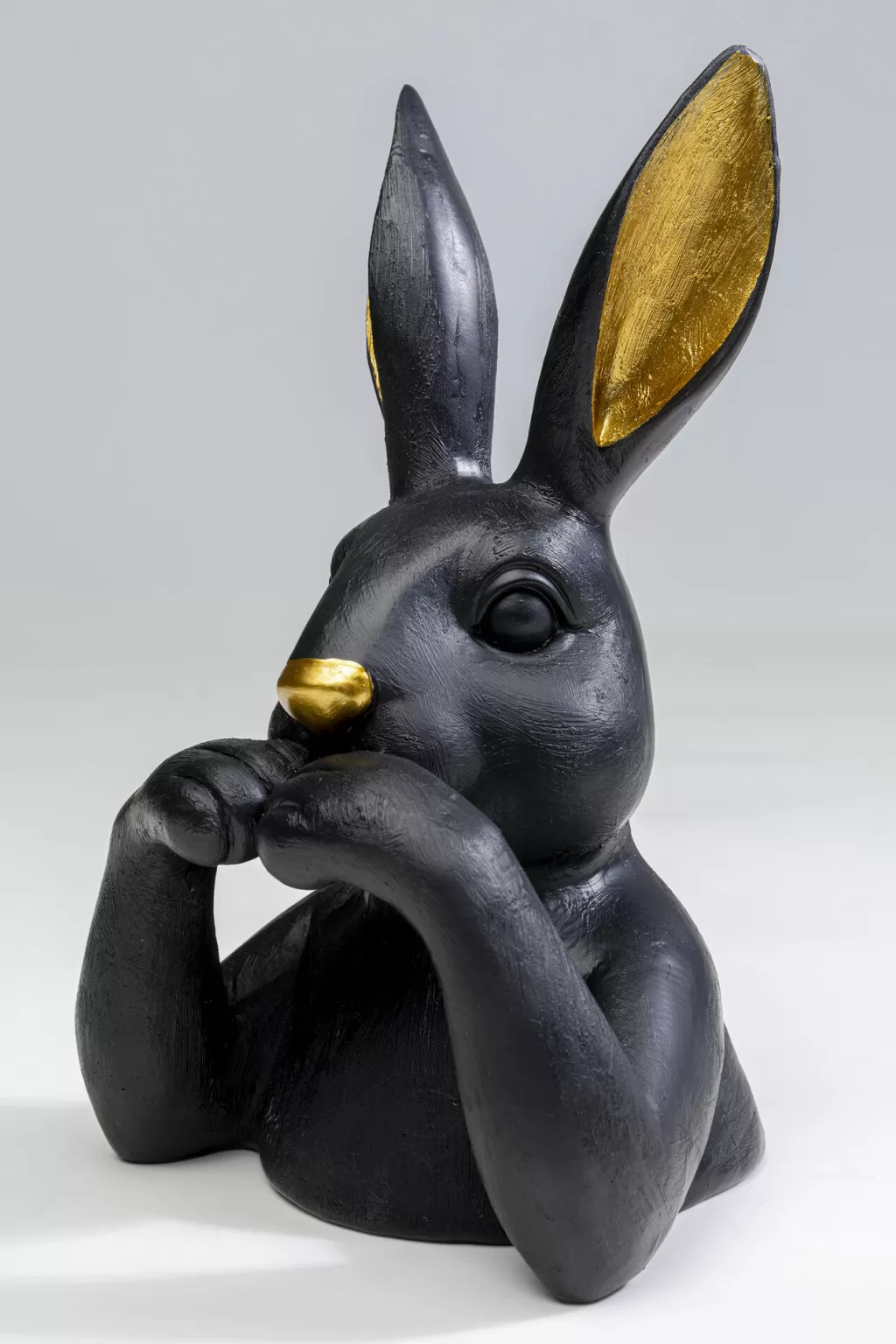 Figurine Décorative Lapin Tendresse 'Pupu' en Noir Élégant - Hauteur 23 cm par KARE Design