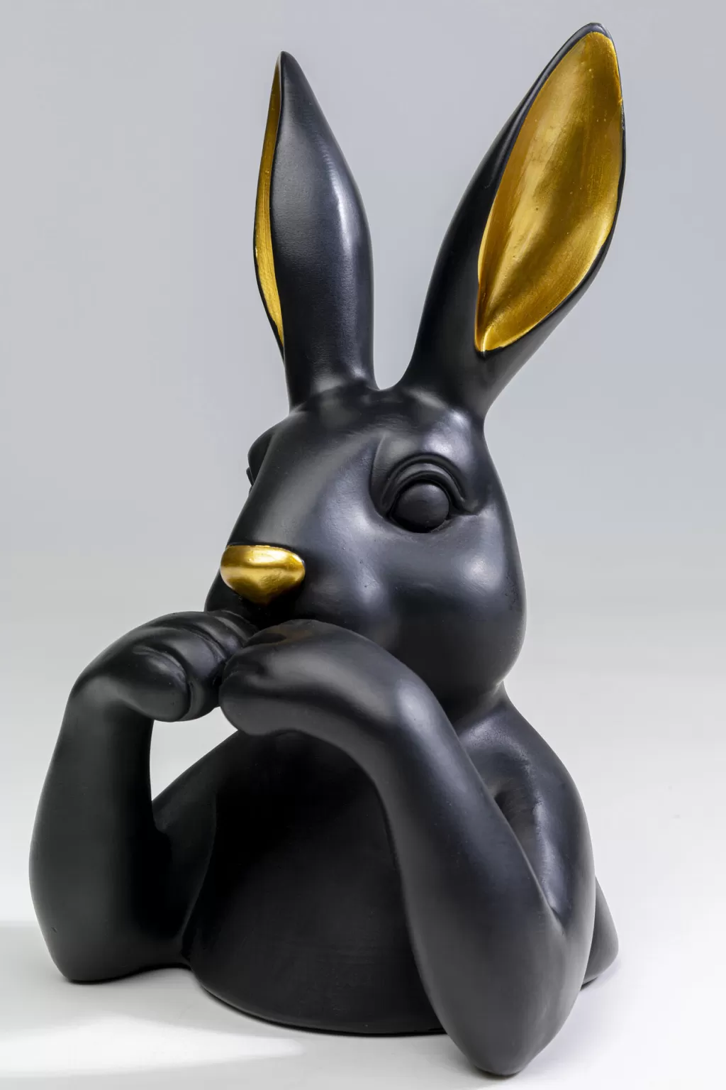 Figurine Décorative Lapin Tendresse Noir Élégante - Design Moderne KARE 31cm, Décoration d'intérieur Chic pour Pâques ou Collectionneurs
