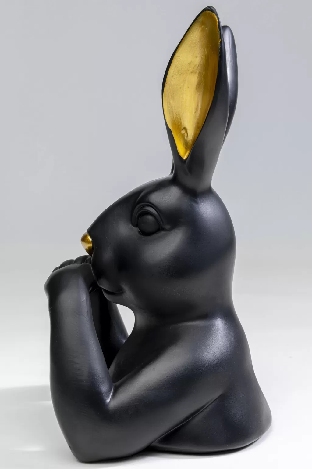 Figurine Décorative Lapin Tendresse Noir Élégante - Design Moderne KARE 31cm, Décoration d'intérieur Chic pour Pâques ou Collectionneurs